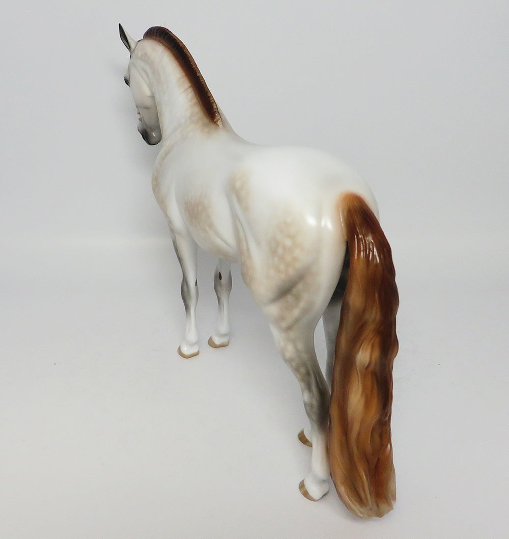 CAVIAR-OOAK DAPPLE CHESTNUT GOING GREY ANDALUSIAN MODEL HORSE 7/25/17