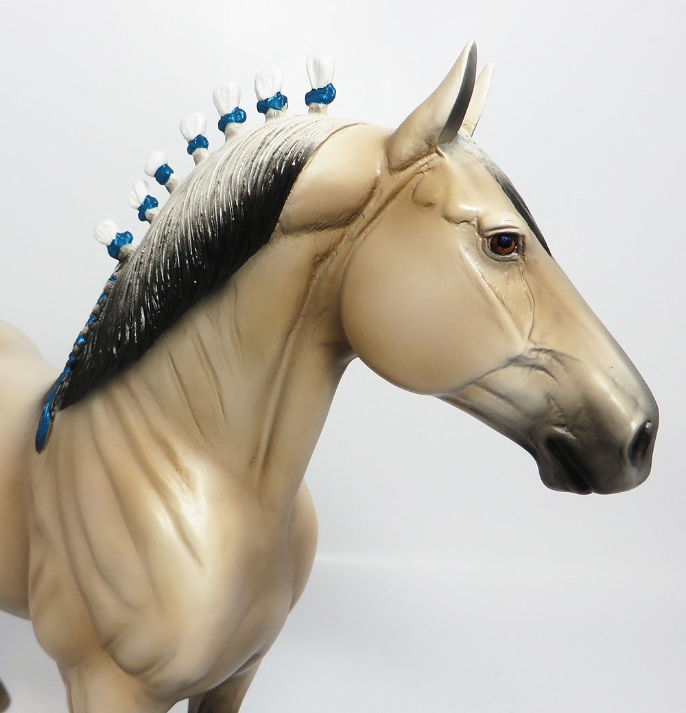 DUKE-OOAK PALE BUCKSKIN STANDING DRAFTER MODEL HORSE 7/27/17