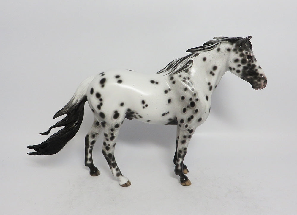 BLUE DANUBE-OOAK BLACK LEOAPRD APPALOOSA MUSTANG MODEL HORSE BY SHERYL LEISURE 3-1-18