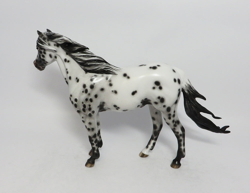 BLUE DANUBE-OOAK BLACK LEOAPRD APPALOOSA MUSTANG MODEL HORSE BY SHERYL LEISURE 3-1-18