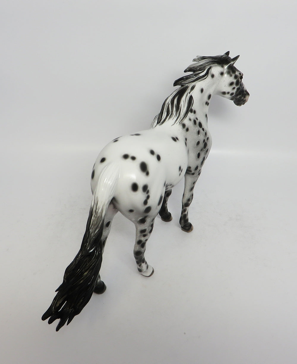 BLUE DANUBE-OOAK BLACK LEOAPRD APPALOOSA MUSTANG MODEL HORSE BY SHERYL LEISURE 3-1-18