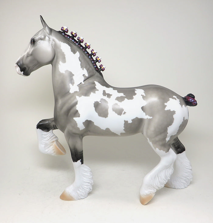 SHOT ME DOWN- OOAK GULLA PINTO TROTTING DRAFTER MODEL HORSE 3/14