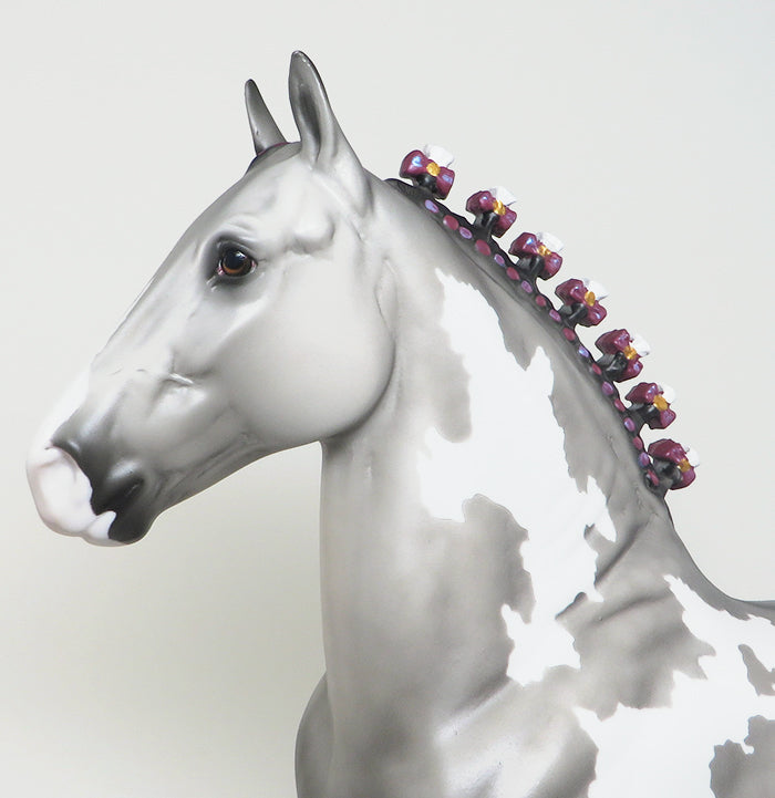 SHOT ME DOWN - OOAK GULLA PINTO TROTTING DRAFTER MODEL HORSE - 3/14