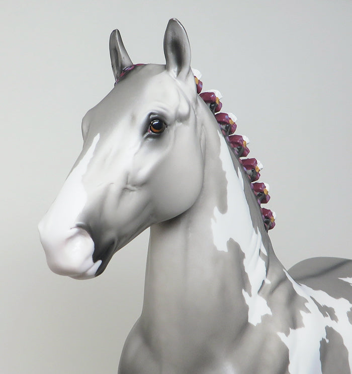 SHOT ME DOWN - OOAK GULLA PINTO TROTTING DRAFTER MODEL HORSE - 3/14