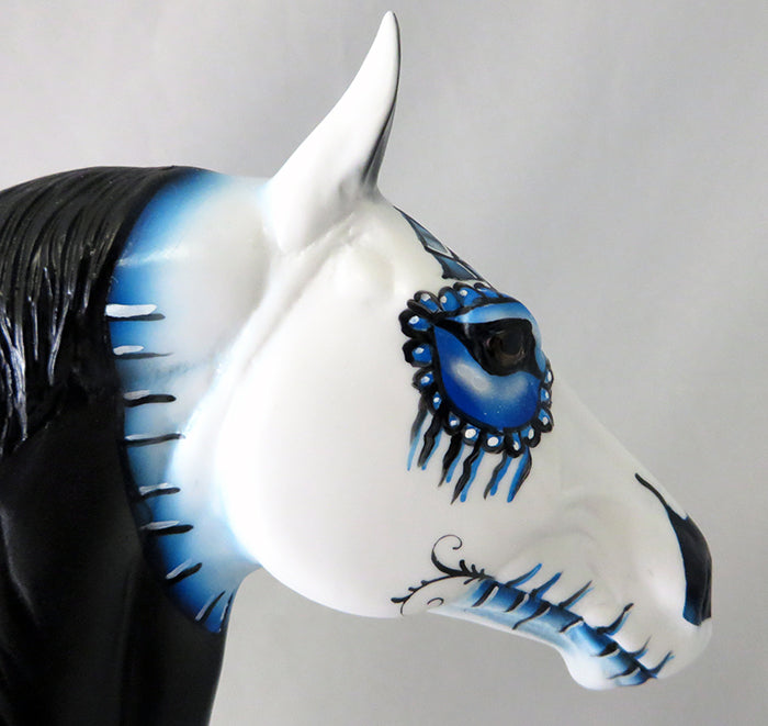 BLUE DRAGOON-OOAK BLACK STANDING DRAFTER SUGAR SKULL BY DAWN QUICK 9/16