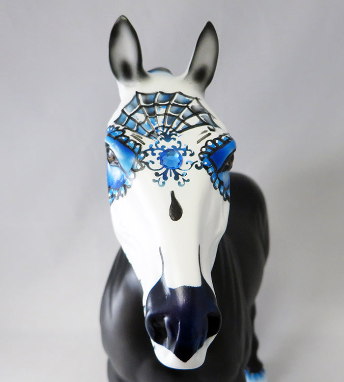 BLUE DRAGOON-OOAK BLACK STANDING DRAFTER SUGAR SKULL BY DAWN QUICK 9/16