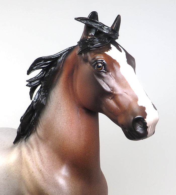 BARBARIAN - OOAK BAY ROAN TROTTING DRAFTER MODEL HORSE - 3/17