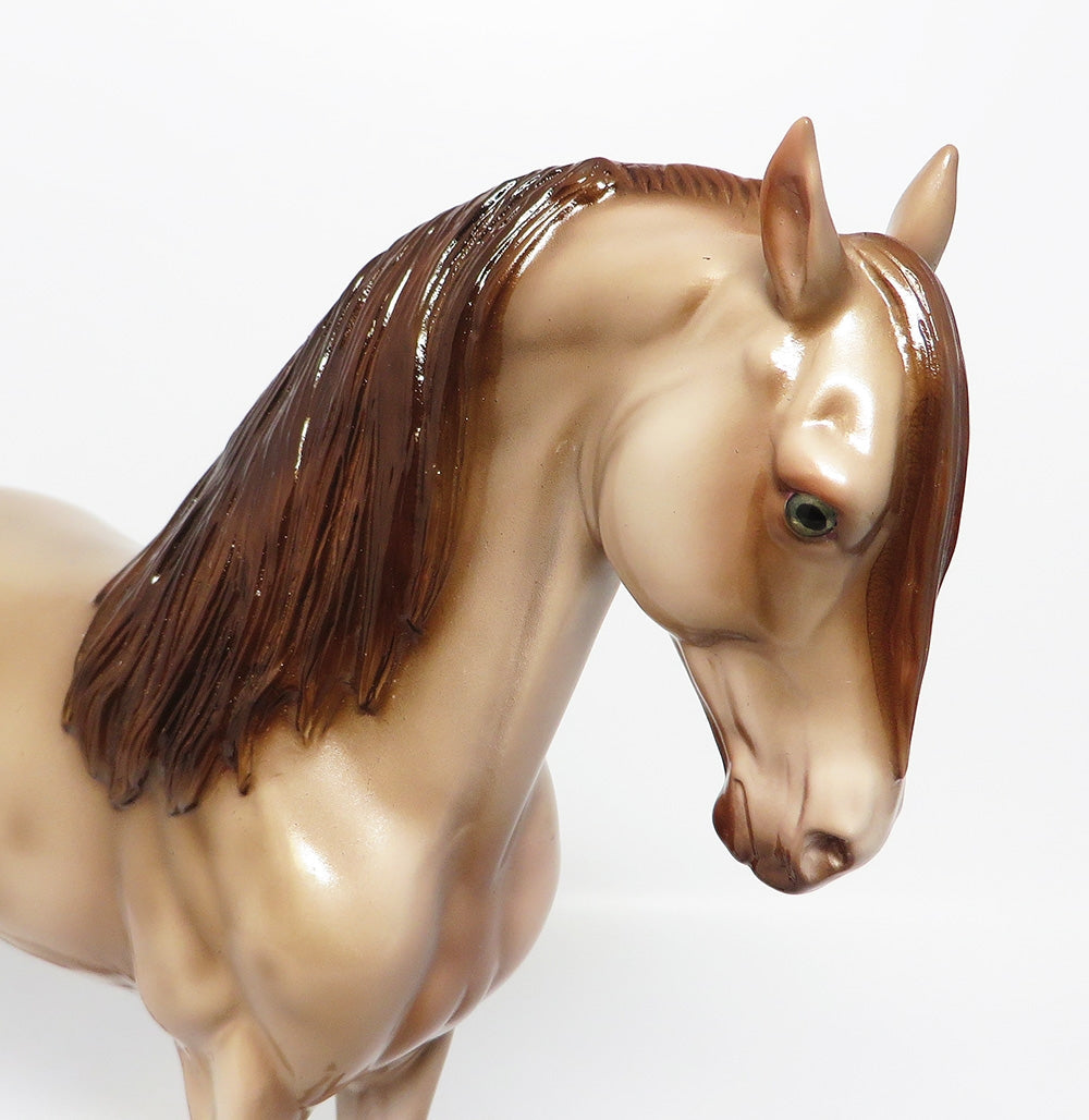 HARVESTER-OOAK GLOSSY FINISHED CHAMPAGNE ANDALUSIAN MODEL HORSE 12-12-17