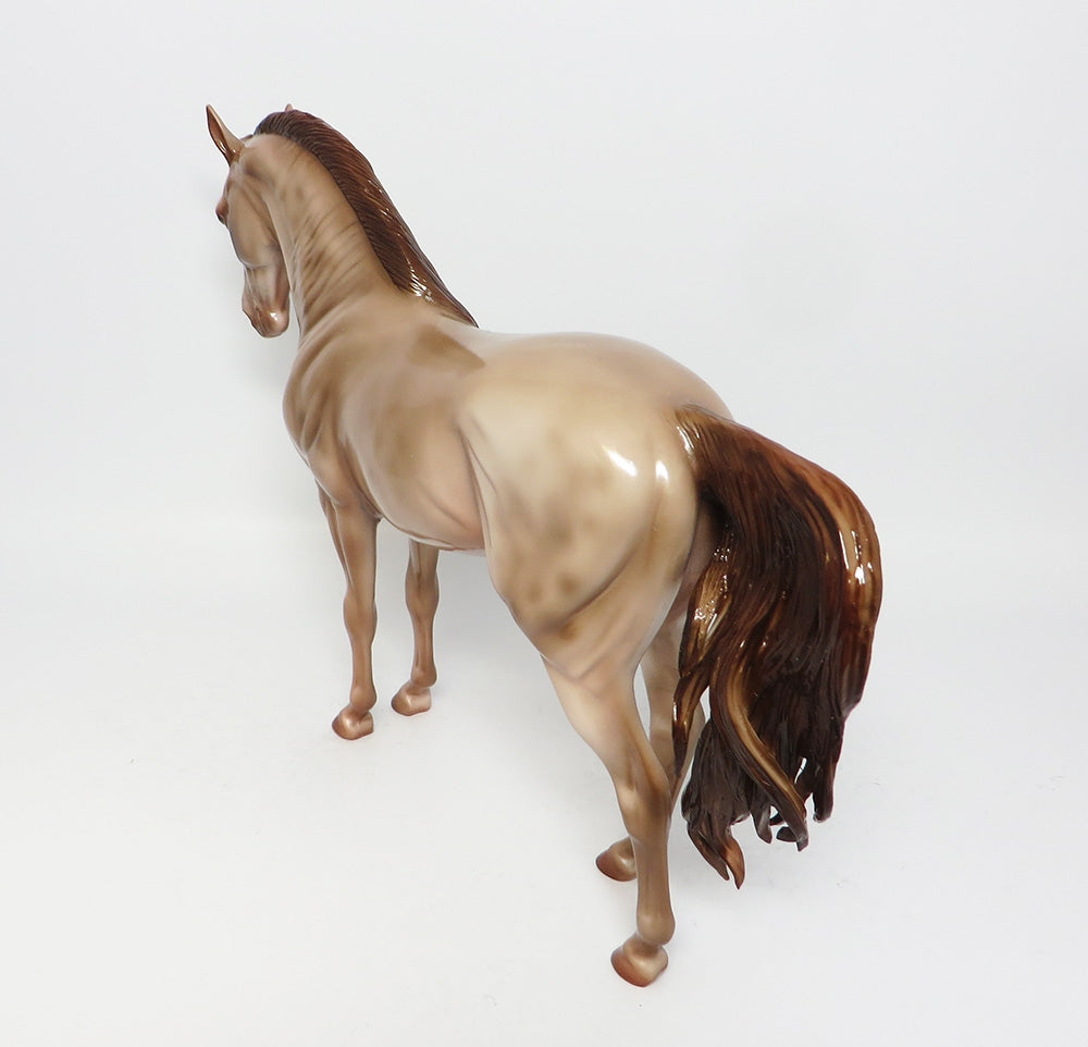 HARVESTER-OOAK GLOSSY FINISHED CHAMPAGNE ANDALUSIAN MODEL HORSE 12-12-17