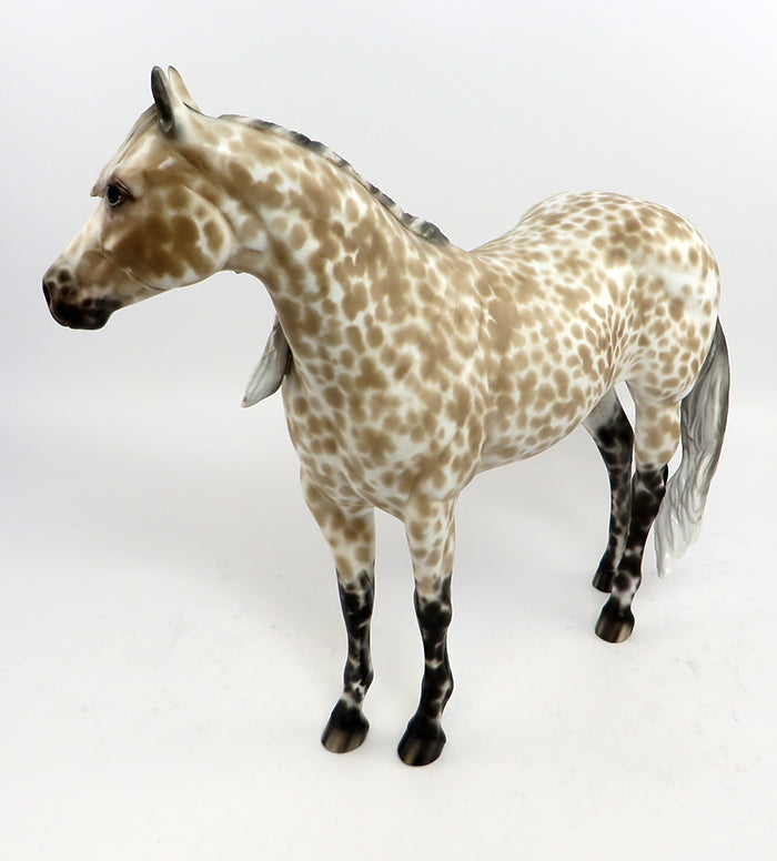 FAT TUESDAY-OOAK BUCKSKIN MARBLED APPALOOSA ISH MODEL HORSE 2/24