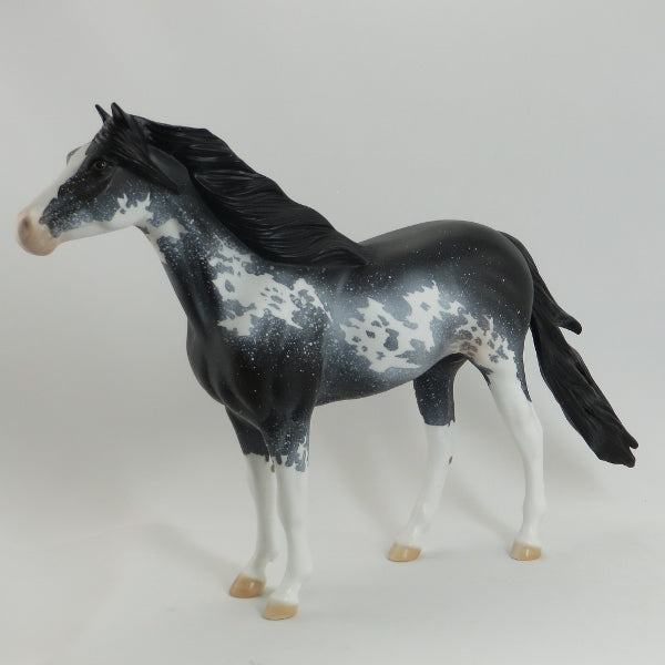 INDIAN PAINT - OOAK Black Sabino Mustang Model Horse - 5/15