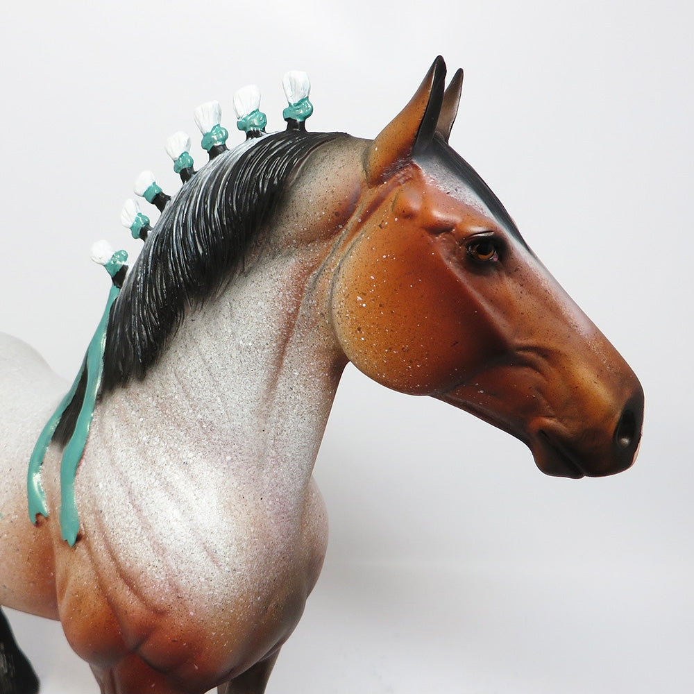 RED-OOAK RED ROAN STANDING DRAFTER MODEL HORSE BY DAWN QUICK 8/18/17