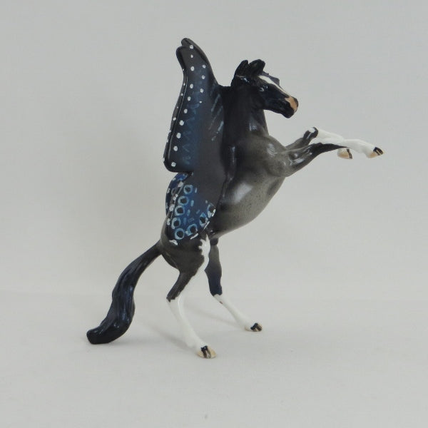 BALANCING BELLE - OOAK Blue Roan Rearing Butterfly MOdel Horse - 5/15