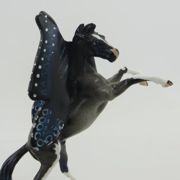 BALANCING BELLE - OOAK Blue Roan Rearing Butterfly MOdel Horse - 5/15