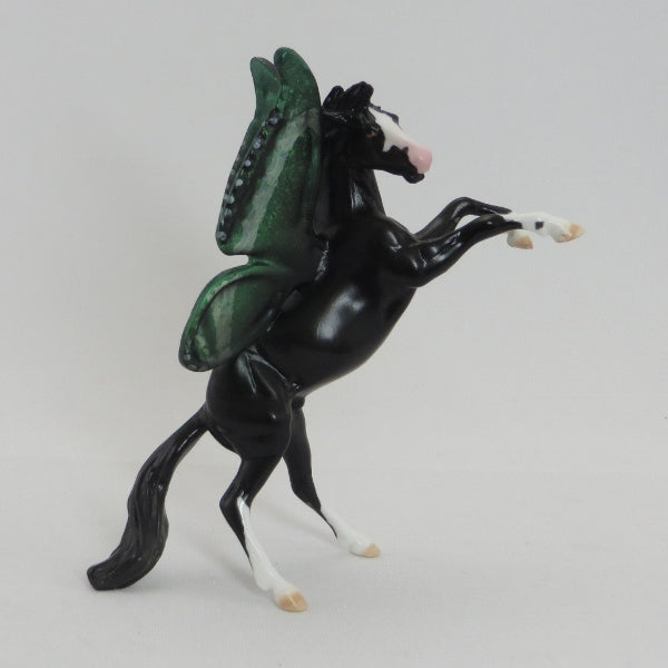 EMERALD SWALLOWTAIL - OOAK Black Rearing Butterfly Model Horse - 5/15