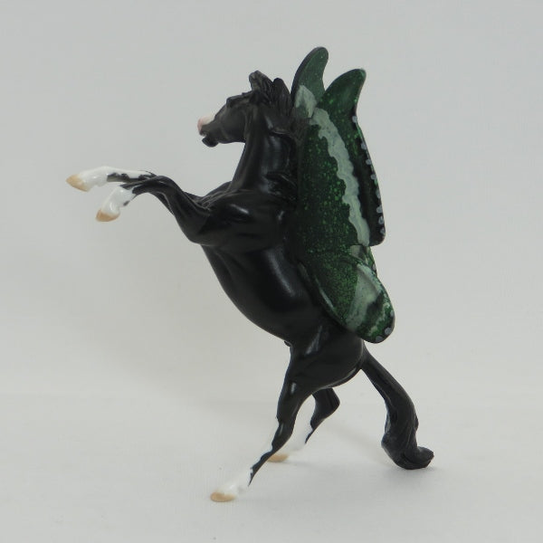 EMERALD SWALLOWTAIL - OOAK Black Rearing Butterfly Model Horse - 5/15