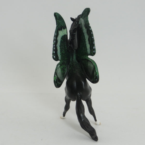 EMERALD SWALLOWTAIL - OOAK Black Rearing Butterfly Model Horse - 5/15