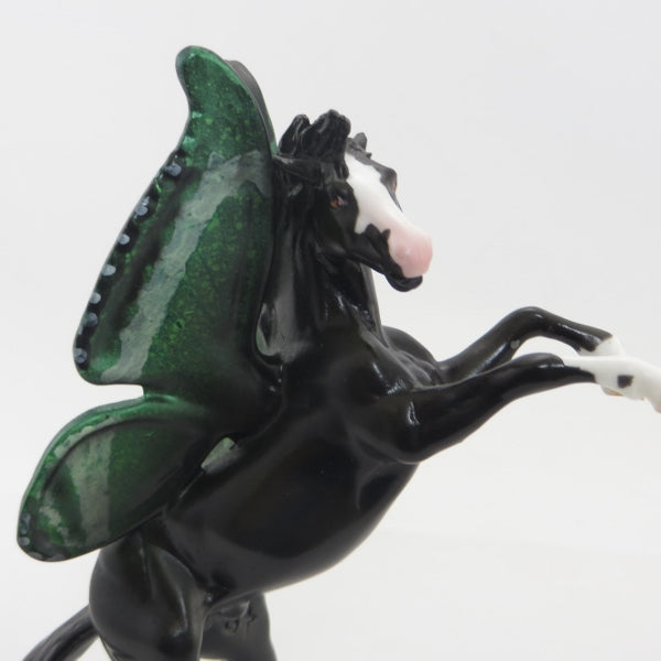 EMERALD SWALLOWTAIL - OOAK Black Rearing Butterfly Model Horse - 5/15