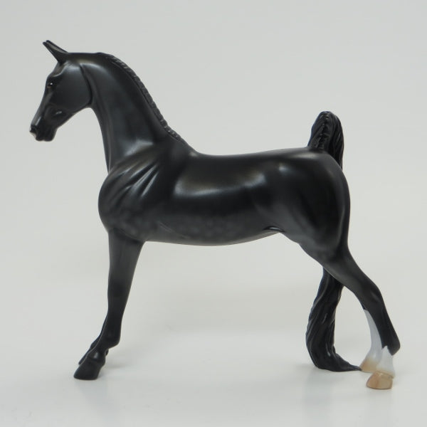 BLACK GARNET - Black Dappled Saddlebred Model Horse Pebble - LE2 - 5/15