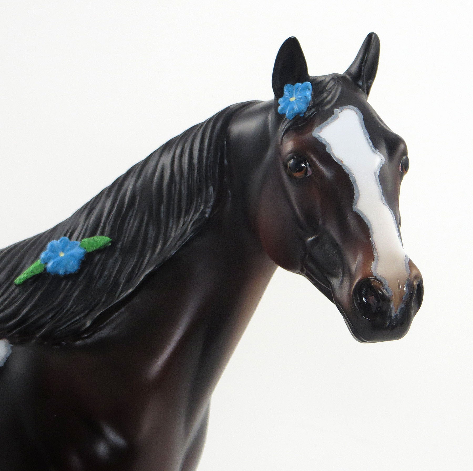 LAND I LOVE- OOAK Seal Bay Stock Model Horse with Mapping & Blue Flowers - 7/3