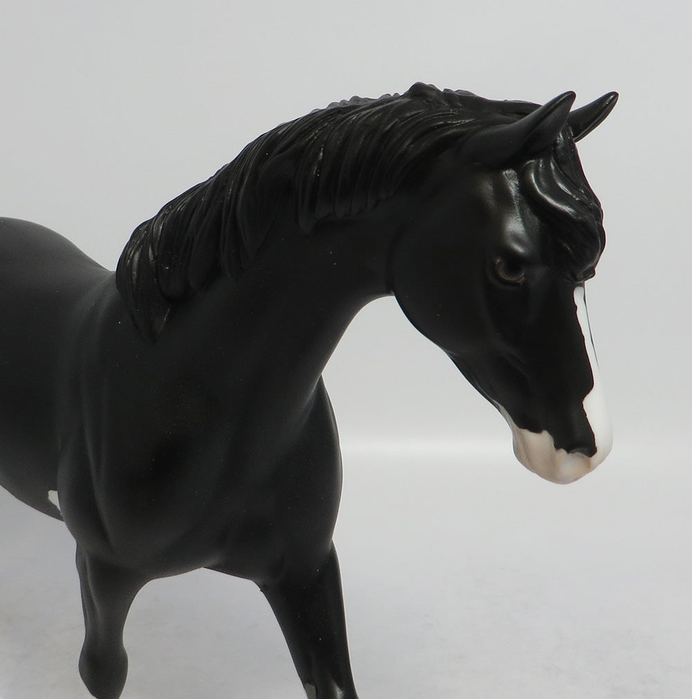 ALOHA - OOAK BLACK PINTO PONY MODEL HORSE SHCF2018