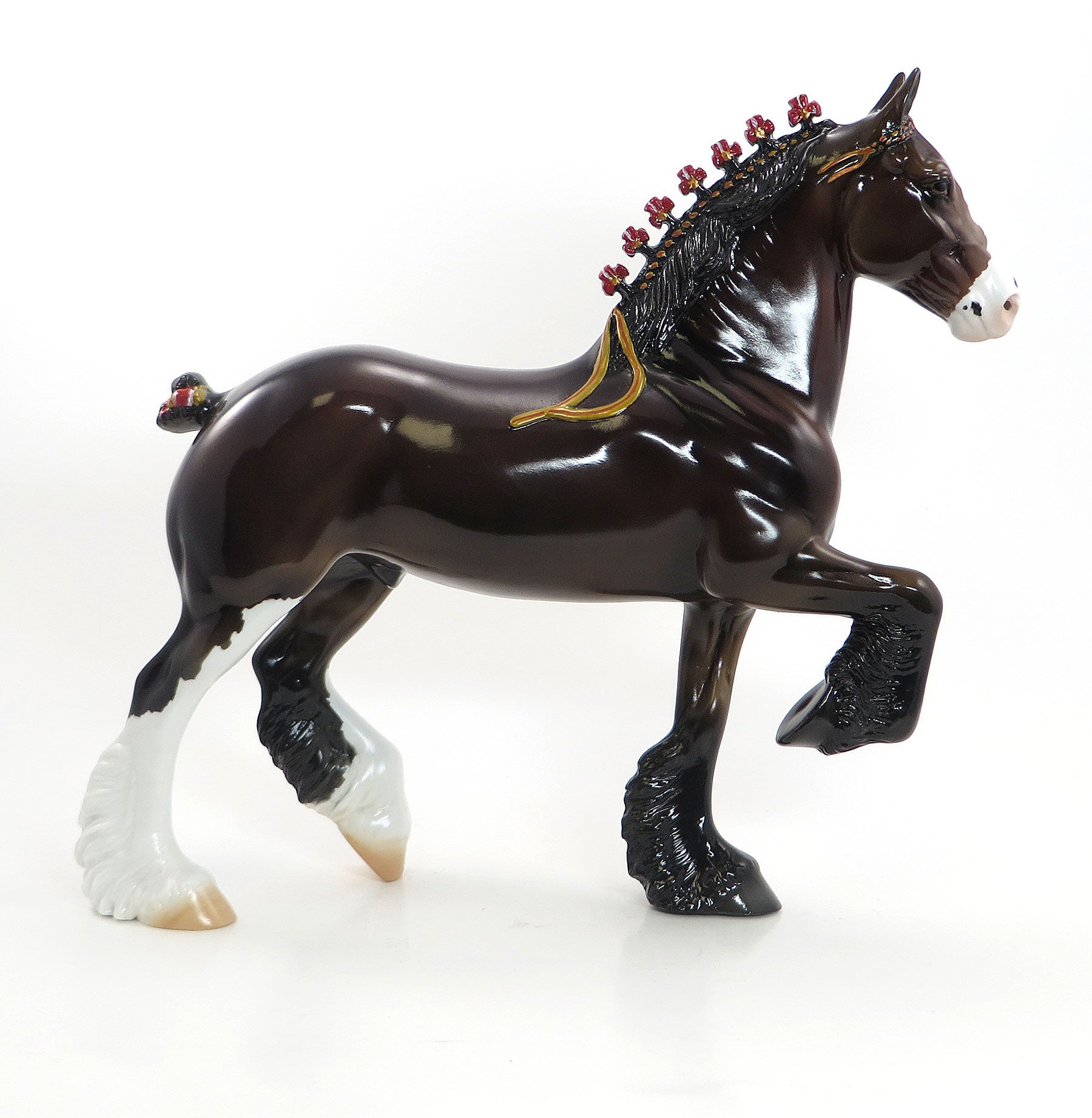 RAFIKI - OOAK Dark Bay Gelding Trotting Drafter Model Horse - 7/10