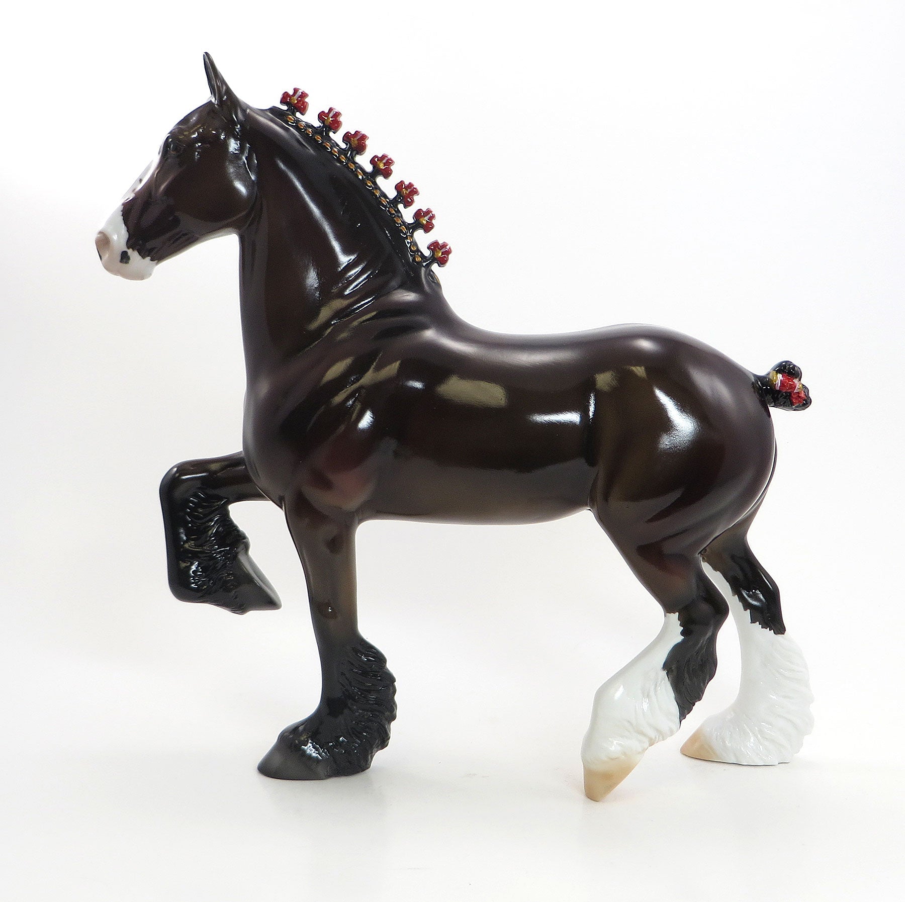 RAFIKI - OOAK Dark Bay Gelding Trotting Drafter Model Horse - 7/10