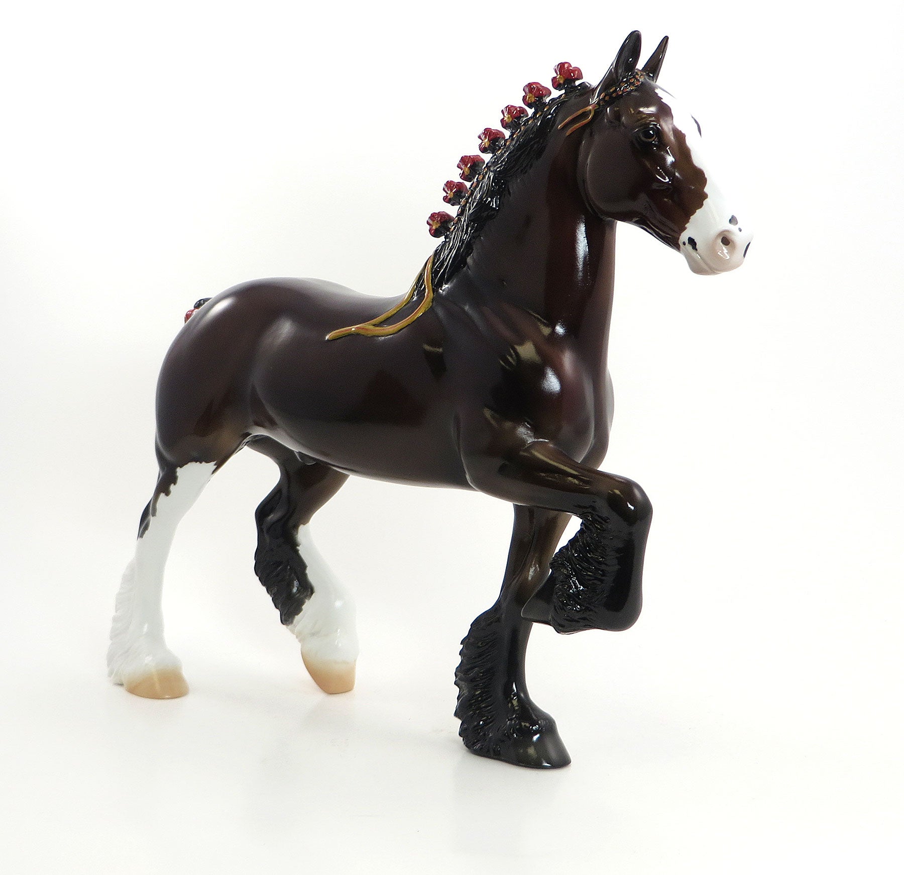 RAFIKI - OOAK Dark Bay Gelding Trotting Drafter Model Horse - 7/10