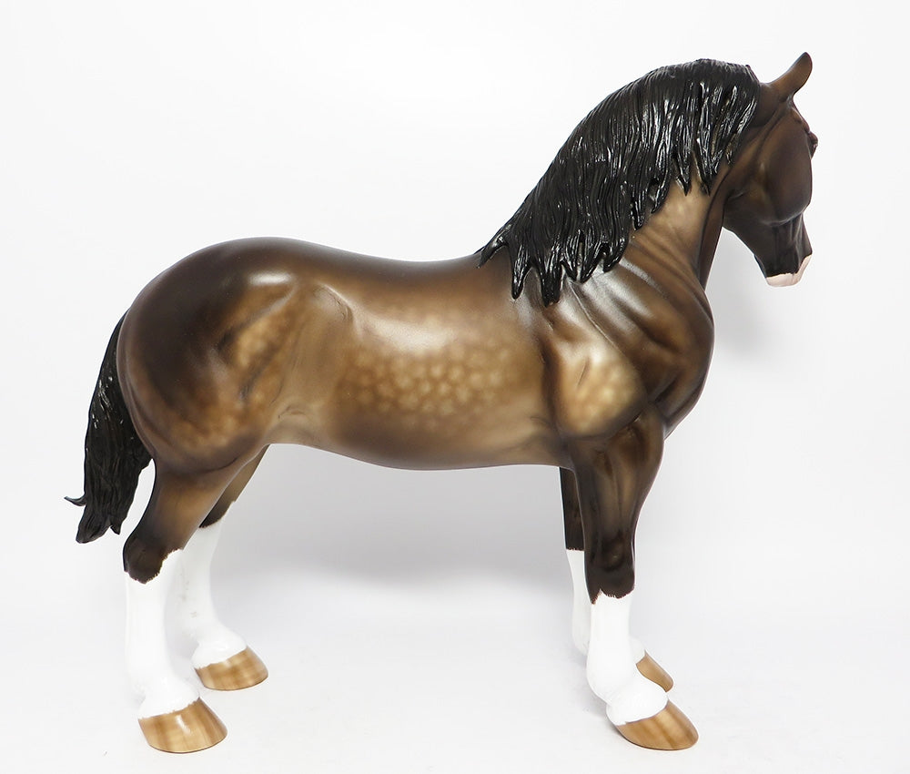 CALL TO DUTY-OOAK DAPPLE CHOCOLATE SORREL STANDING DRAFTER MODEL HORSE BY SHERYL LEISURE 9/13/17