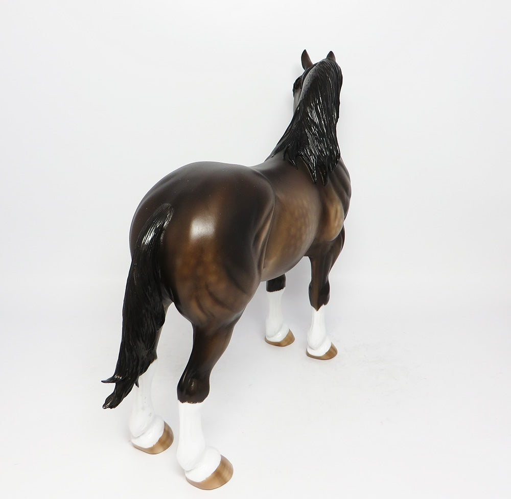 CALL TO DUTY-OOAK DAPPLE CHOCOLATE SORREL STANDING DRAFTER MODEL HORSE BY SHERYL LEISURE 9/13/17