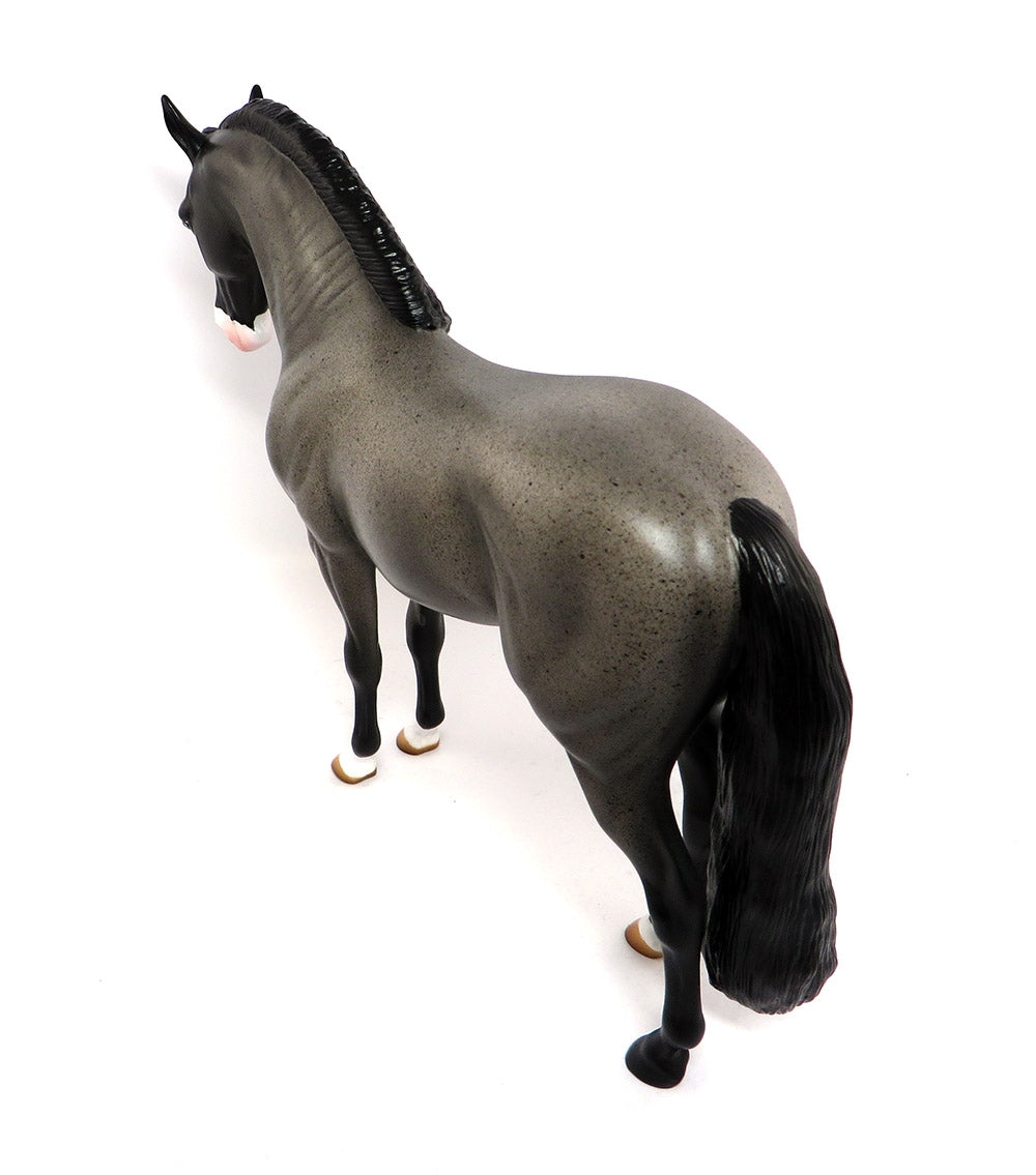 CHANDLER~OOAK BLUE ROAN PLAITED BRAID ANDALUSIAN MODEL HORSE 3/22