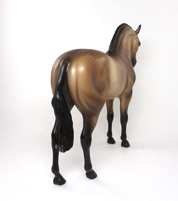 DAMA DE ORO-OOAK BUCKSKIN SHAVED TAIL MARE ANDALUSIAN MODEL HORSE 5/20