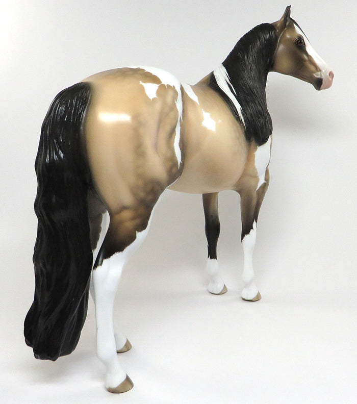 DIAMOND GIRL-OOAK DAPPLED ETCHED BUCKSKIN PAINT ISH MODEL HORSE BY SHERYL LEISURE 5/27