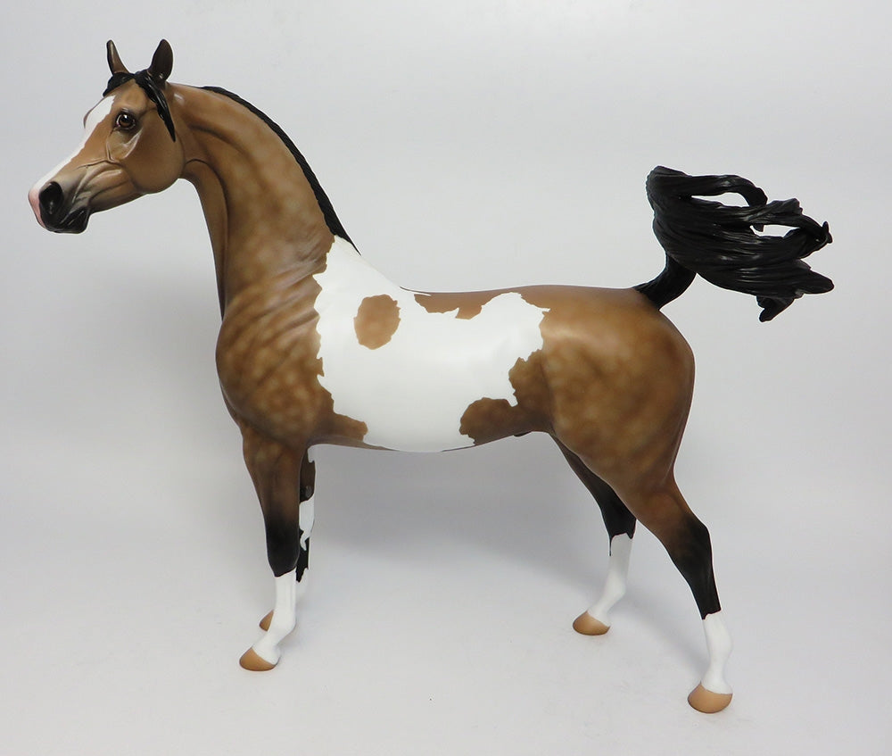 BECKAHM-OOAK CUSTOMIZED PINTO DAPPLE BUCKSKIN ARABIAN MODEL HORSE 10/24/17