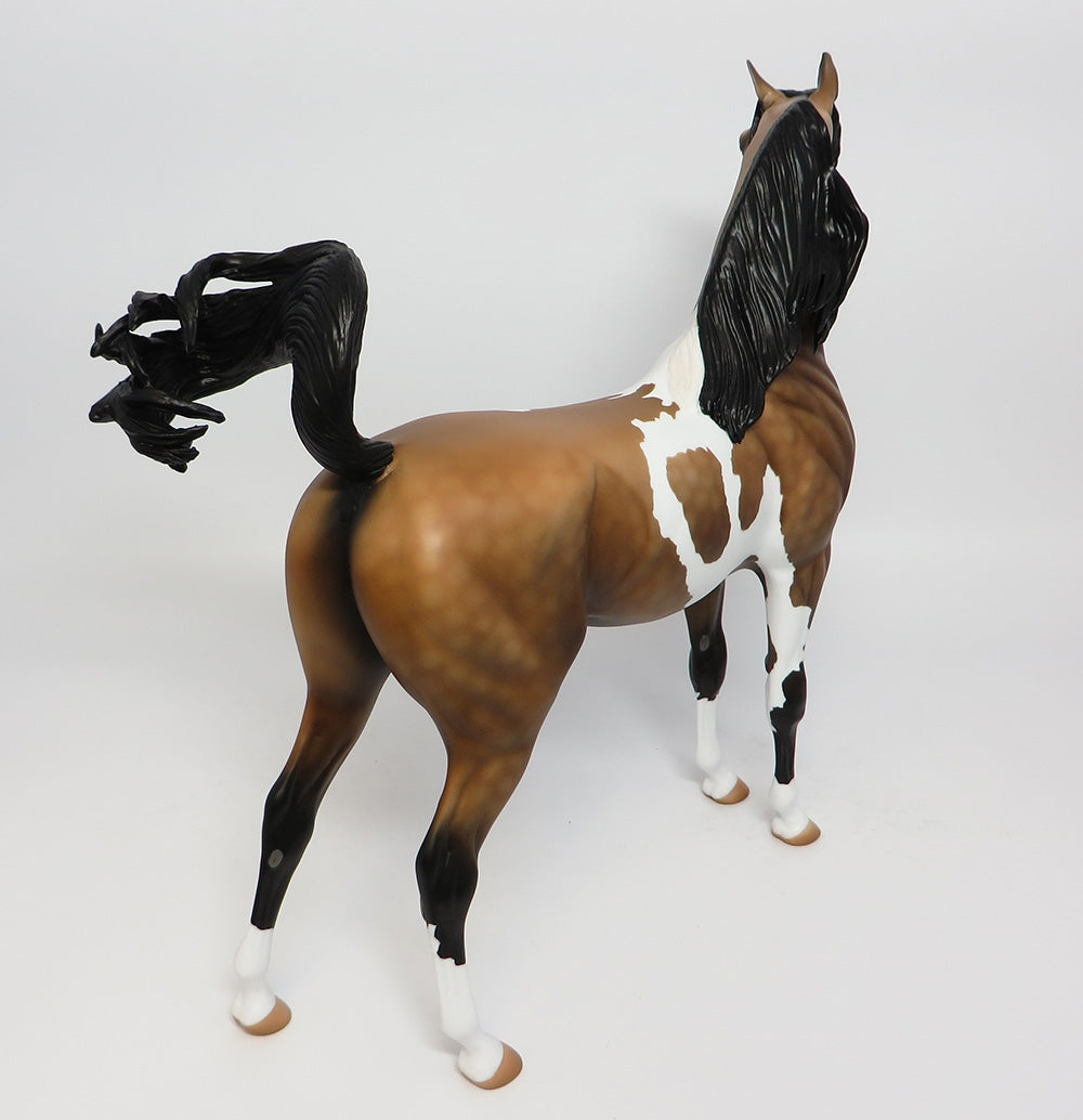 BECKAHM-OOAK CUSTOMIZED PINTO DAPPLE BUCKSKIN ARABIAN MODEL HORSE 10/24/17
