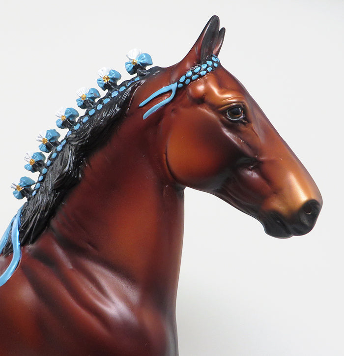 ONE CALL AWAY-OOAK BAY APPALOOSA TROTTING DRAFTER MODEL HORSE 4/12