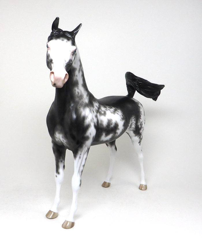 CIRRUS - OOAK BLACK SABINO ARABIAN MODEL HORSE by SHERYL LEISURE - 1/22