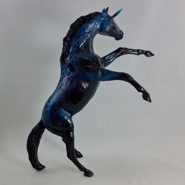PERRATH - OOAK Royal Blue Leopard Pattern Rearing Unicorn