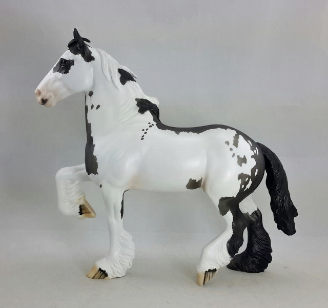 THE WORLDS NOT FLAT - OOAK Black & White Sabino Trotting Drafter