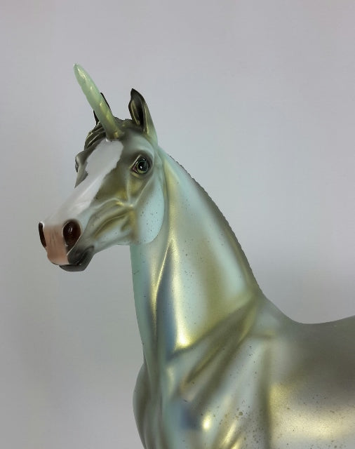 ELECTRA (The Shining One) - OOAK Golden Green Unicorn Morgan