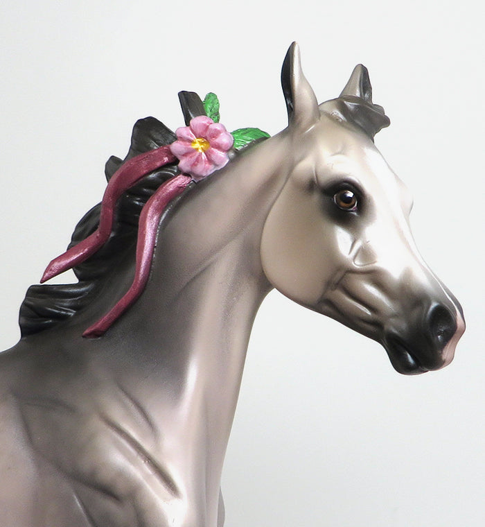 TINY VAL - GREY YEARLING ARABIAN WITH FLOWERS MODEL HORSE by SHERYL LEISURE - 1/22