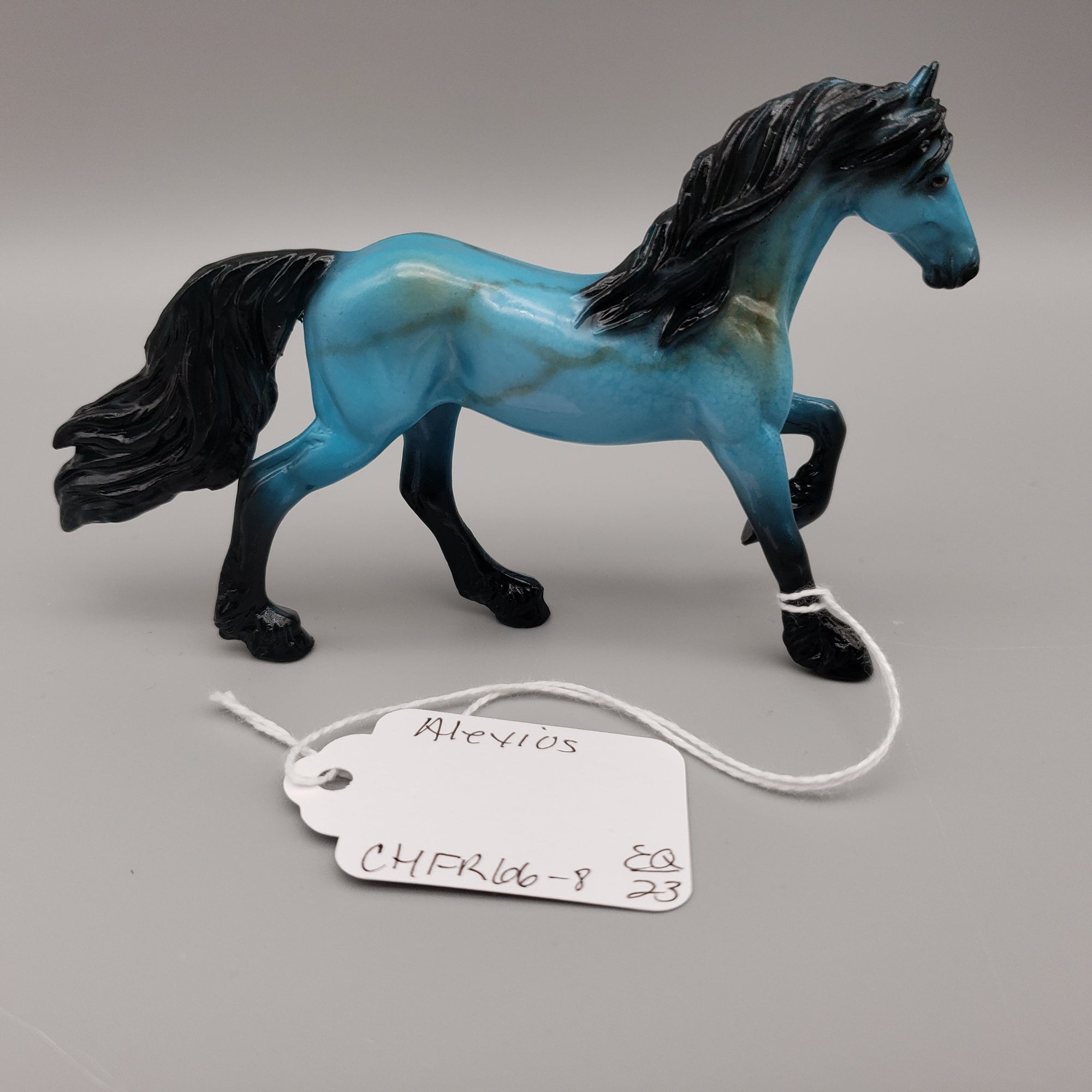Alexios OOAK Turquoise Deco Friesian Chip By Dawn Quick EQ23