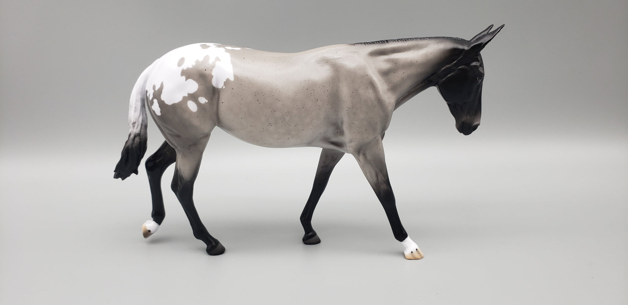 Little Debbie OOAK Blue Roan Appaloosa Pebble Mule By Angela Marleau EQ23