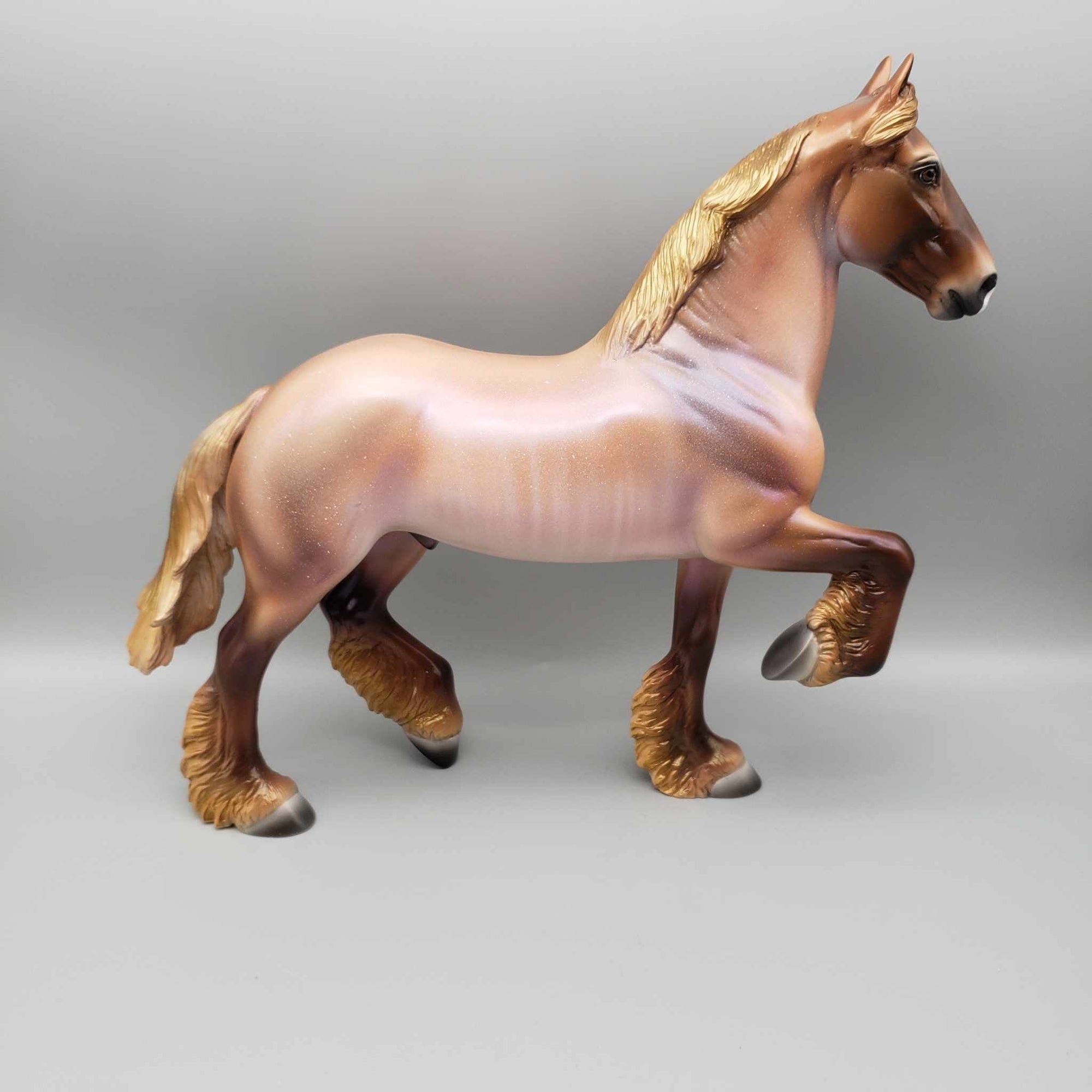 Broom Hair Don't Care OOAK Halloween Deco Strawberry Roan Rabicano Trotting Draft By Ashley Palmer Moonlight Madness 2023 MM23