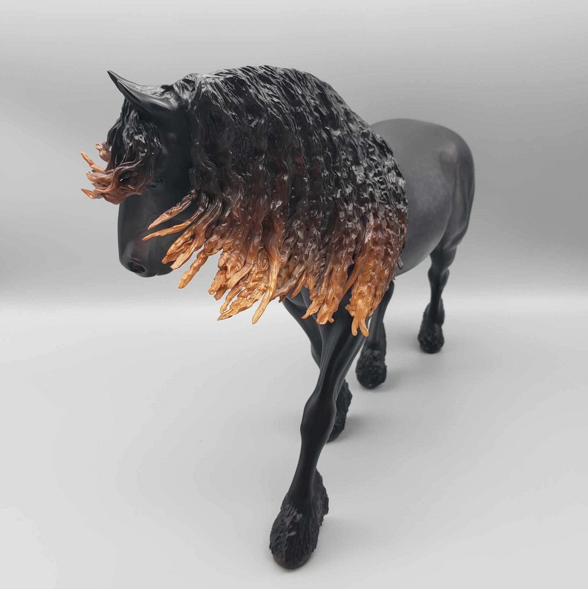 Hammond OOAK Dappled Black with Sunbleached Mane and Tail Irish Draft By Caroline Boydston Best Offer 11/20/23