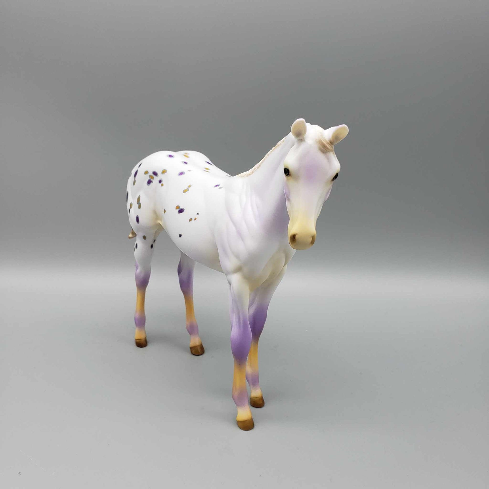 Candy Coated OOAK Halloween Deco Orange / Purple Semi-Leoperd Appaloosa W/ Blacklight Weanling Pebble By Ellen Robbins Moonlight Madness 2023 MM23