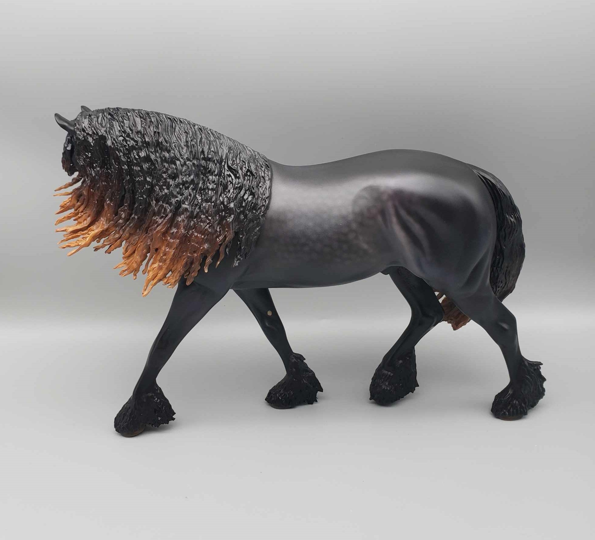 Hammond OOAK Dappled Black with Sunbleached Mane and Tail Irish Draft By Caroline Boydston Best Offer 11/20/23