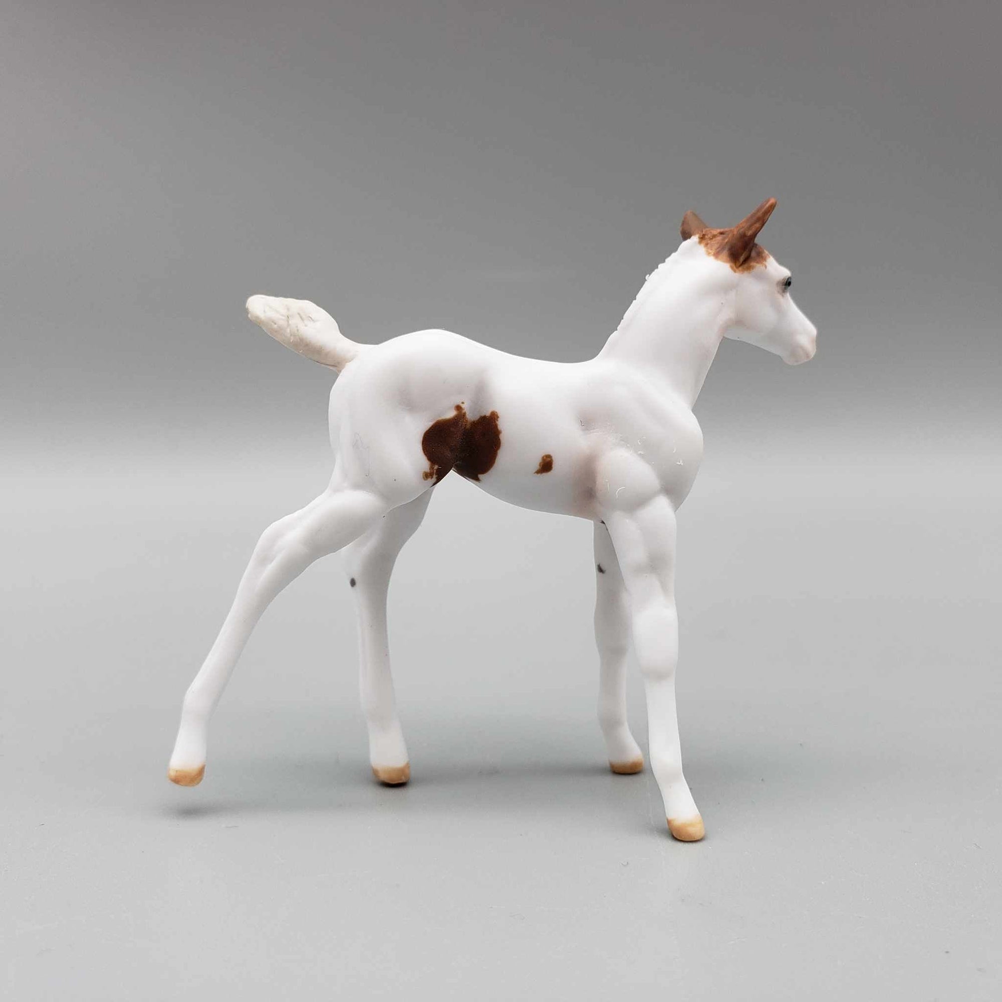 Sprightly OOAK Chestnut Tovero Kicking Chip Foal Hand Painted and Customized by Andrea Thomason HS23