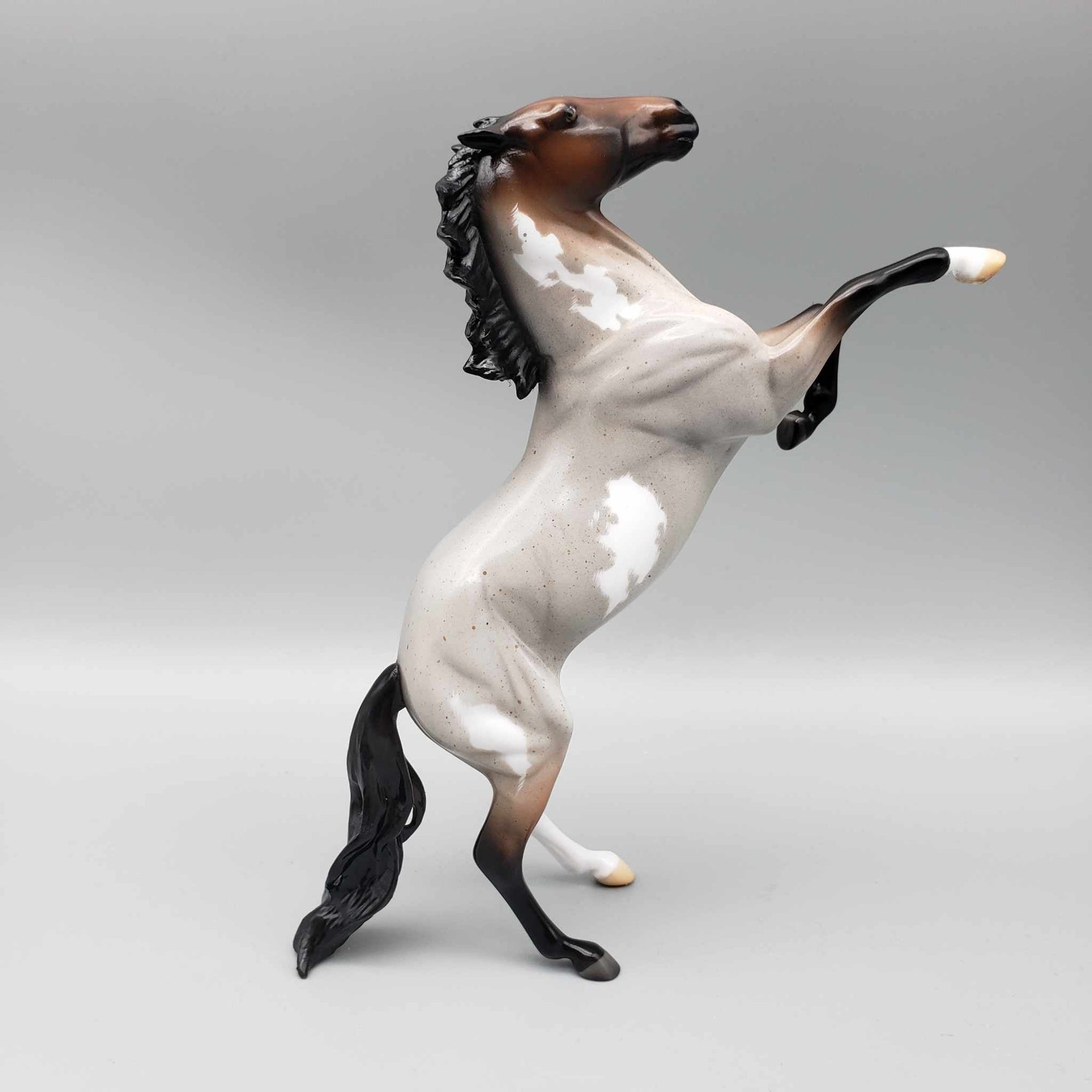 Gleeful OOAK Bay Roan Overo Rearing Pebble By Angela Marleau Holiday Sale HS23