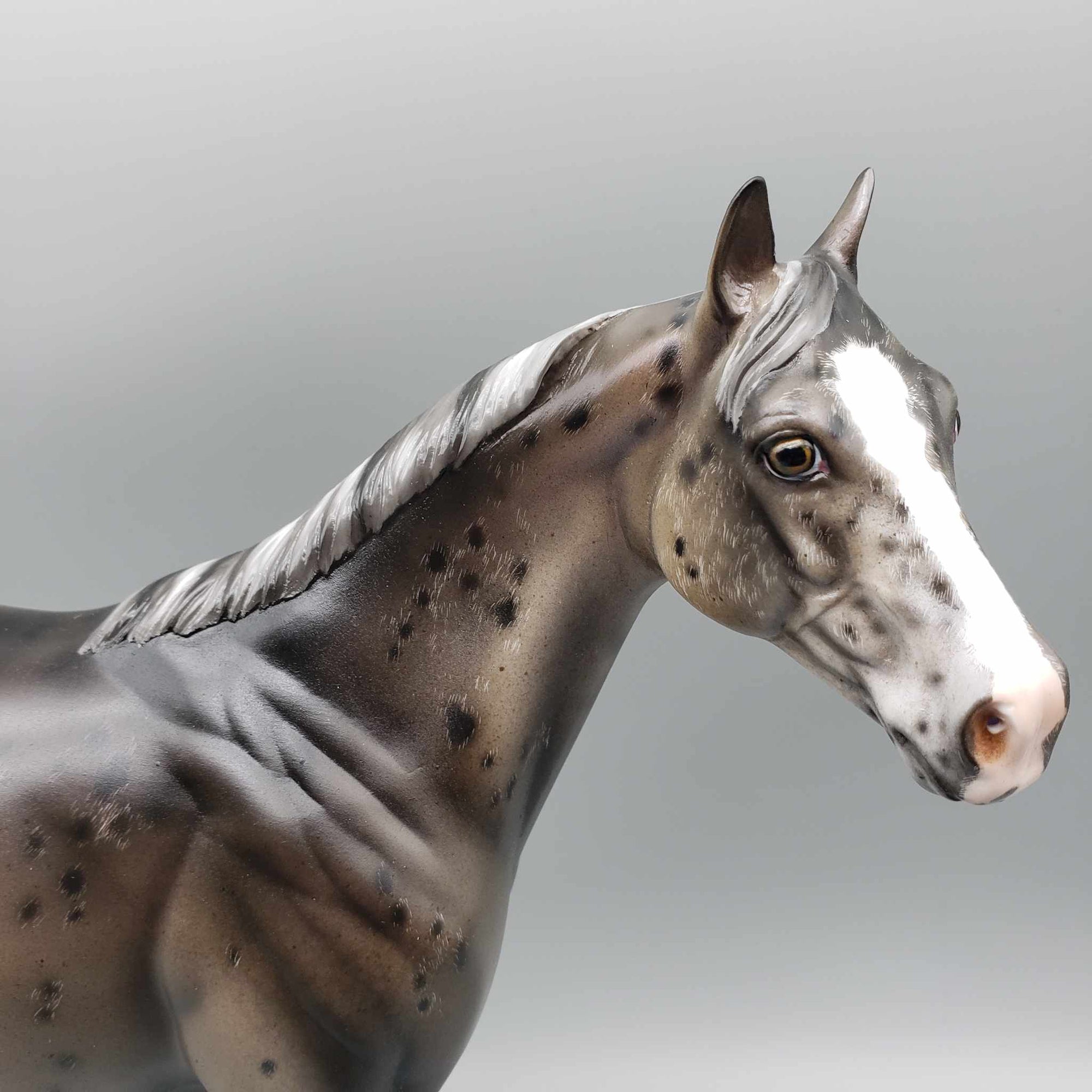 Karamu OOAK Gray Appaloosa Custom Mane & Tail W/ Etching By Julie Keim Holiday Sale HS23